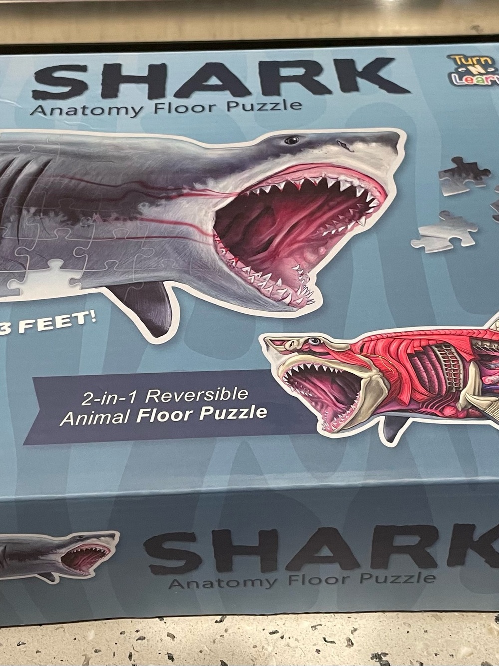 Genius Games Shark Anatomy 2-in-1 Reversible Animal Floor Puzzle 100 Pieces